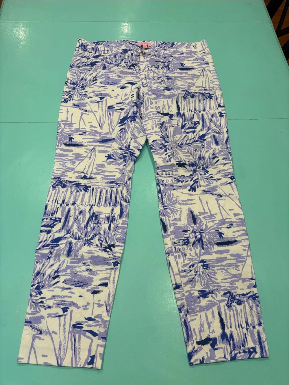 Lilly Pulitzer Lavender rock the dock print Kelly Pants - Picture 1 of 4